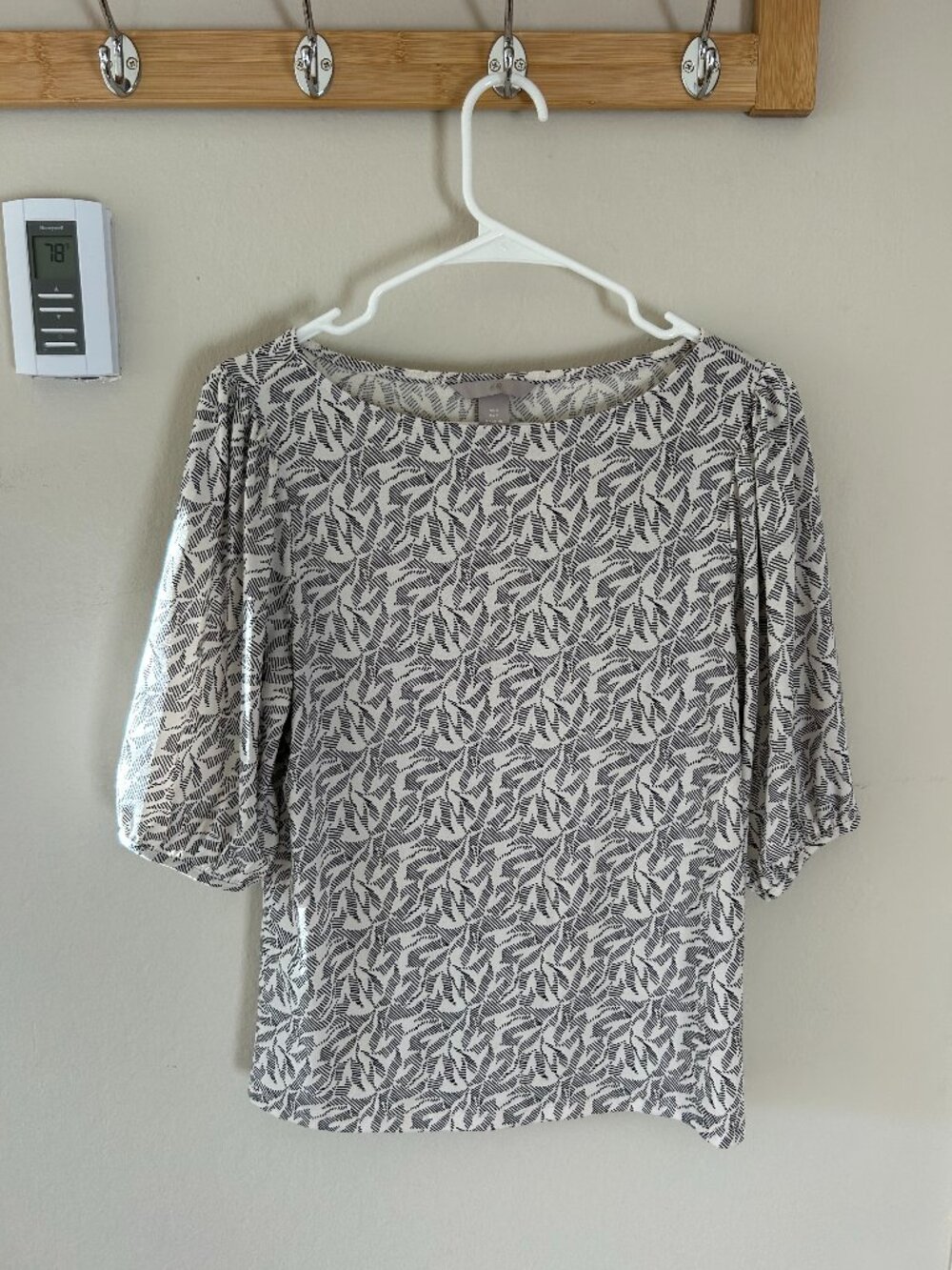H&M Printed Blouse | Puff Sleeve Work Top | Size S